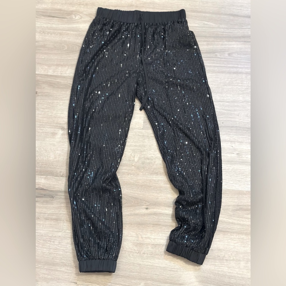 Black sequin joggers